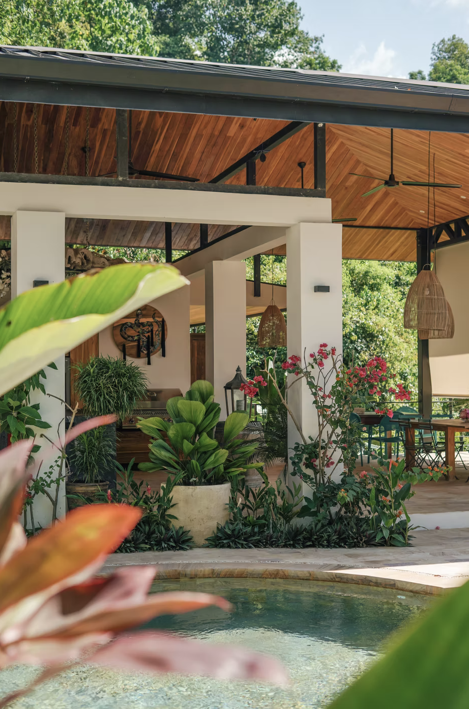 Pool area at the Sol-E-Mar villa in Costa Rica