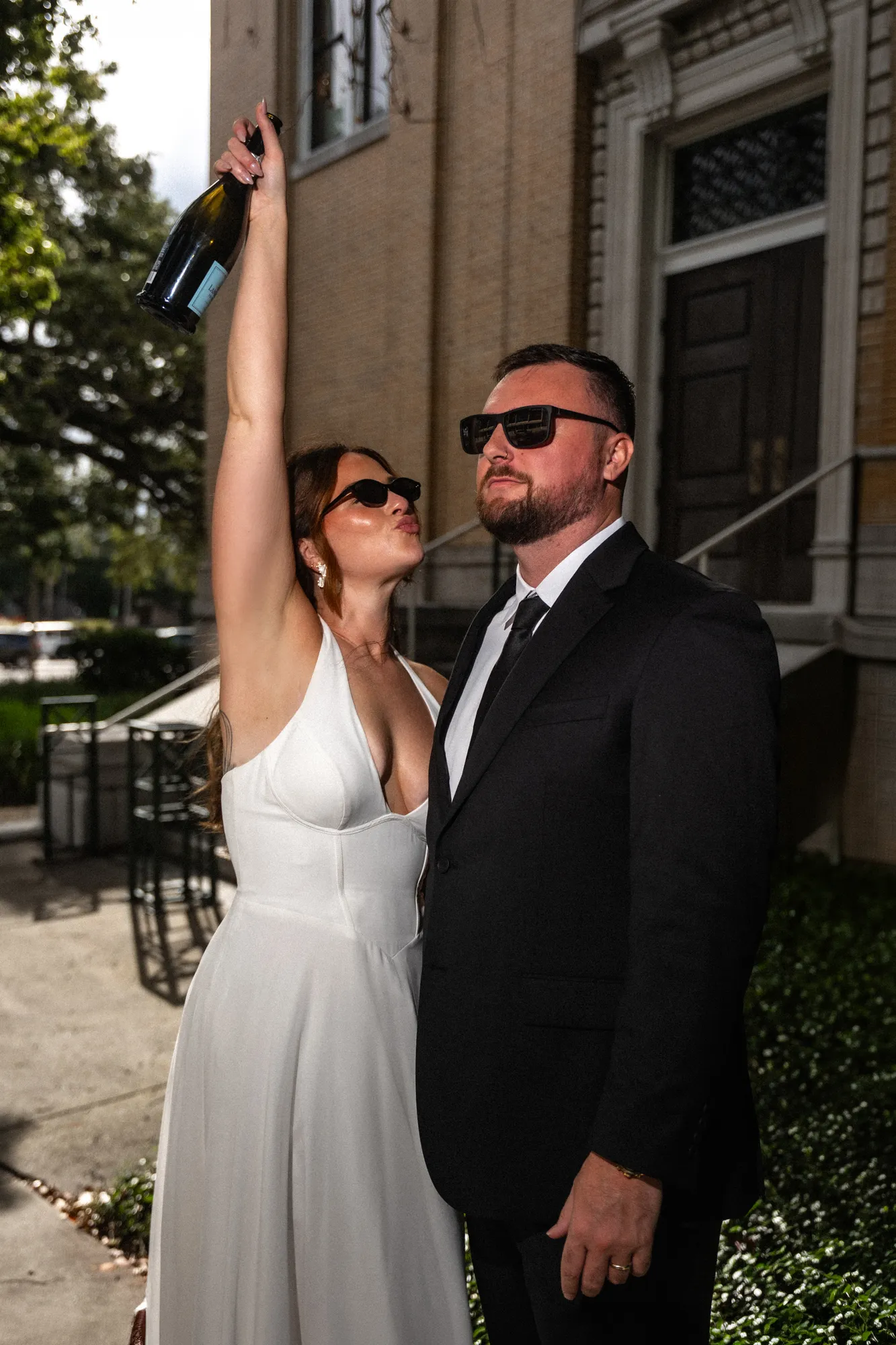 Champagne celebration after a city elopement