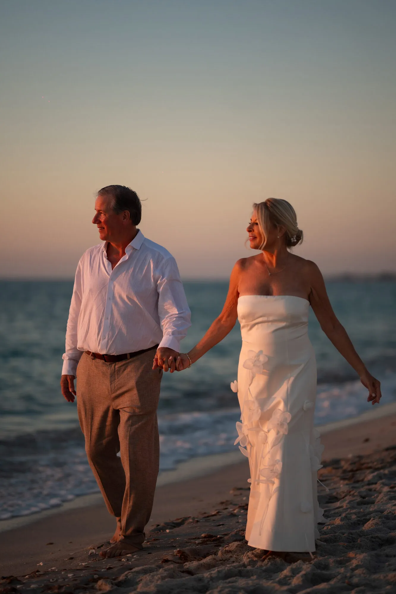 Cinematic film still of the couple during their destination ceremony